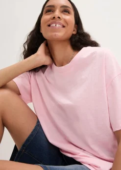 bonprix Nachhaltigere Materialien|Shirts & Tops^Oversize-Shirt mit Druck puderrosa