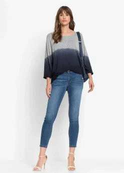bonprix Shirts & Tops^Oversize-Shirt mit Farbverlauf grau/dunkelblau meliert