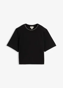 bonprix Shirts & Tops|Nachhaltigere Materialien^Oversize-Shirt mit Perlenbesatz schwarz