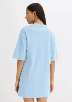 bonprix Nachhaltigere Materialien|Kleider^Oversize-Shirtkleid aus schwerer Bio-Baumwolle hellblau