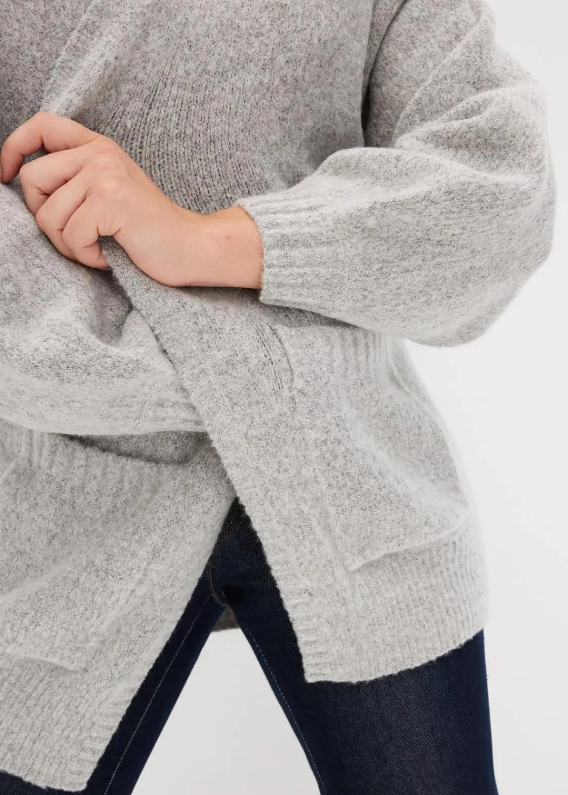 bonprix Bekleidung·Jeans|Pullover & Strickjacken^Oversize-Strickjacke hellgrau meliert