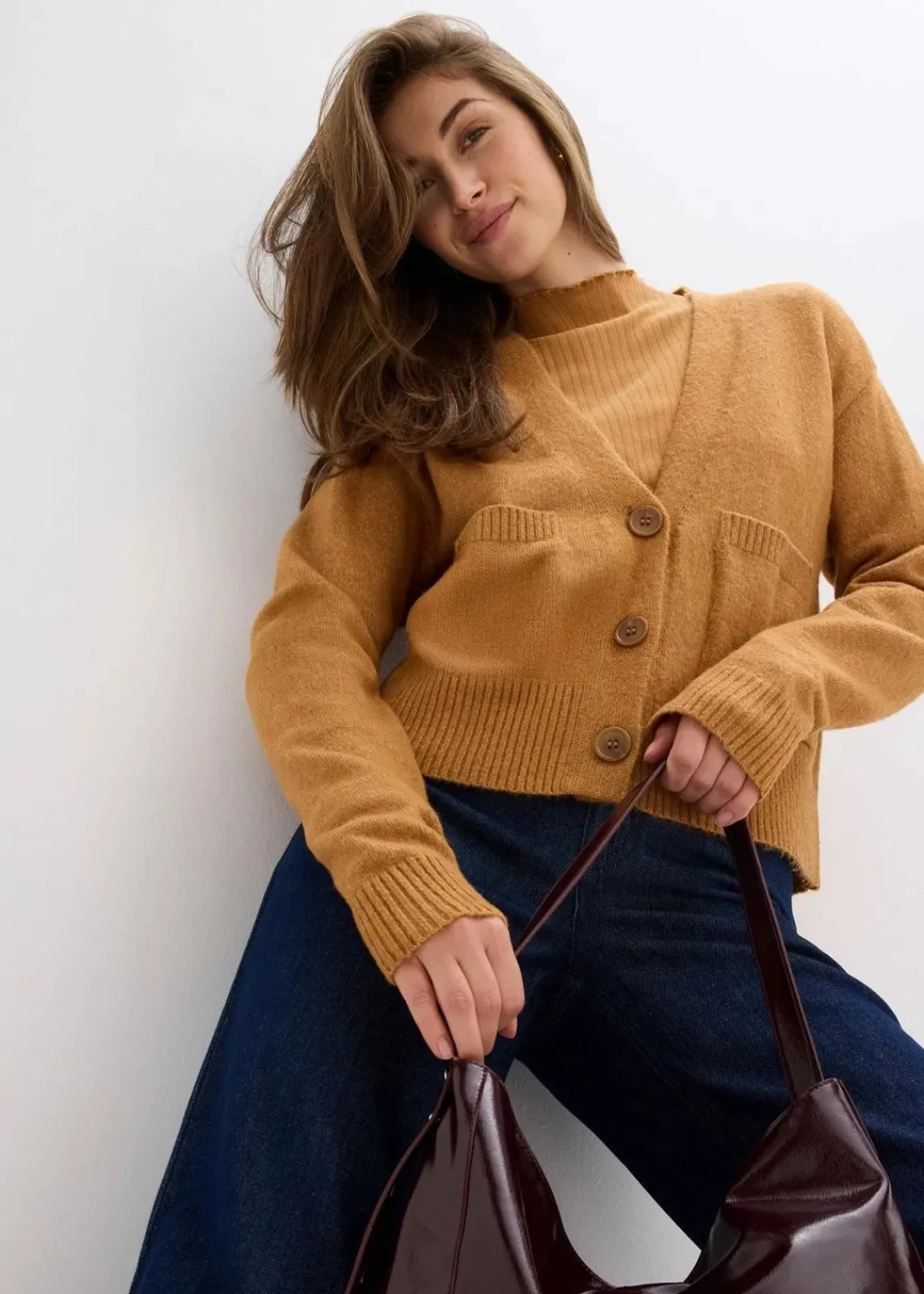 bonprix Bekleidung·Umstandsmode|Strickmode^Oversize-Strickjacke haselnuss