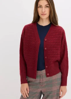 bonprix Bekleidung·Umstandsmode|Bekleidung·Jeans^Oversize-Strickjacke pflaumenrot