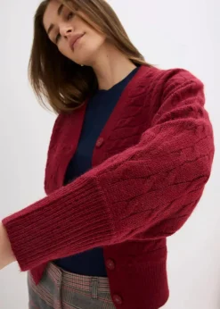 bonprix Bekleidung·Umstandsmode|Bekleidung·Jeans^Oversize-Strickjacke pflaumenrot