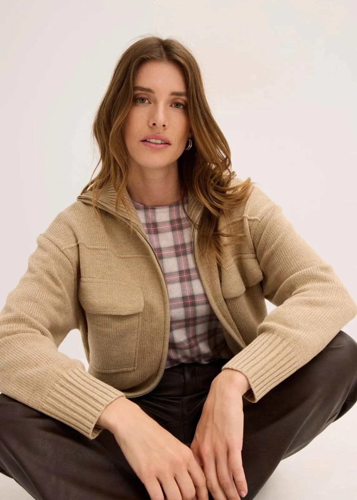 bonprix Bekleidung·Umstandsmode|Pullover & Strickjacken^Oversize-Strickjacke hellkhaki meliert
