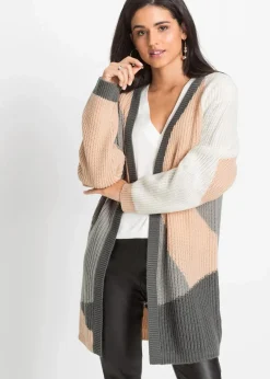 bonprix Bekleidung·Umstandsmode|Bekleidung·Jeans^Oversize-Strickjacke beige/wollweiß/anthrazit/grau