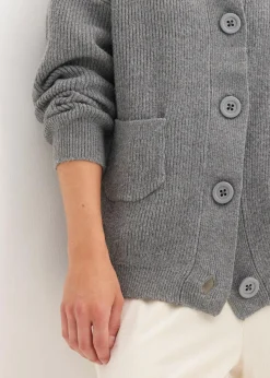 bonprix Pullover & Strickjacken|Bekleidung·Jeans^Oversize-Strickjacke grau meliert