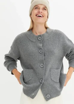 bonprix Pullover & Strickjacken|Bekleidung·Jeans^Oversize-Strickjacke grau meliert