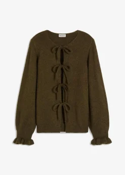bonprix Bekleidung·Umstandsmode|Bekleidung·Jeans^Oversize-Strickjacke aus weichem Woll-Mix dunkeloliv meliert