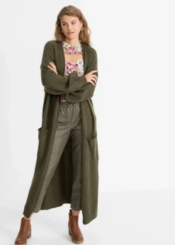 bonprix Bekleidung·Umstandsmode|Bekleidung·Jeans^Oversize-Strickjacke in Midilänge dunkeloliv