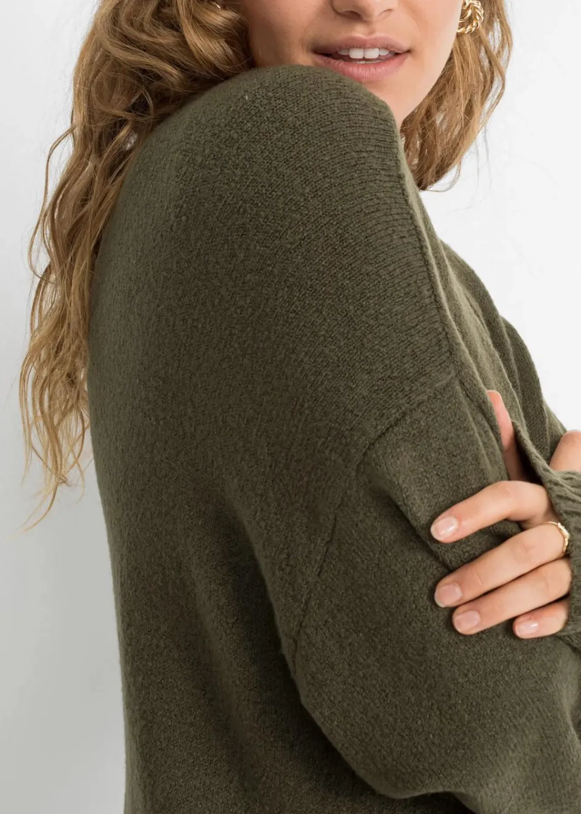 bonprix Bekleidung·Umstandsmode|Bekleidung·Jeans^Oversize-Strickjacke in Midilänge dunkeloliv