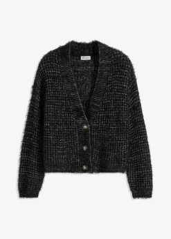 bonprix Bekleidung·Umstandsmode|Bekleidung·Jeans^Oversize-Strickjacke mit Bändchengarn schwarz