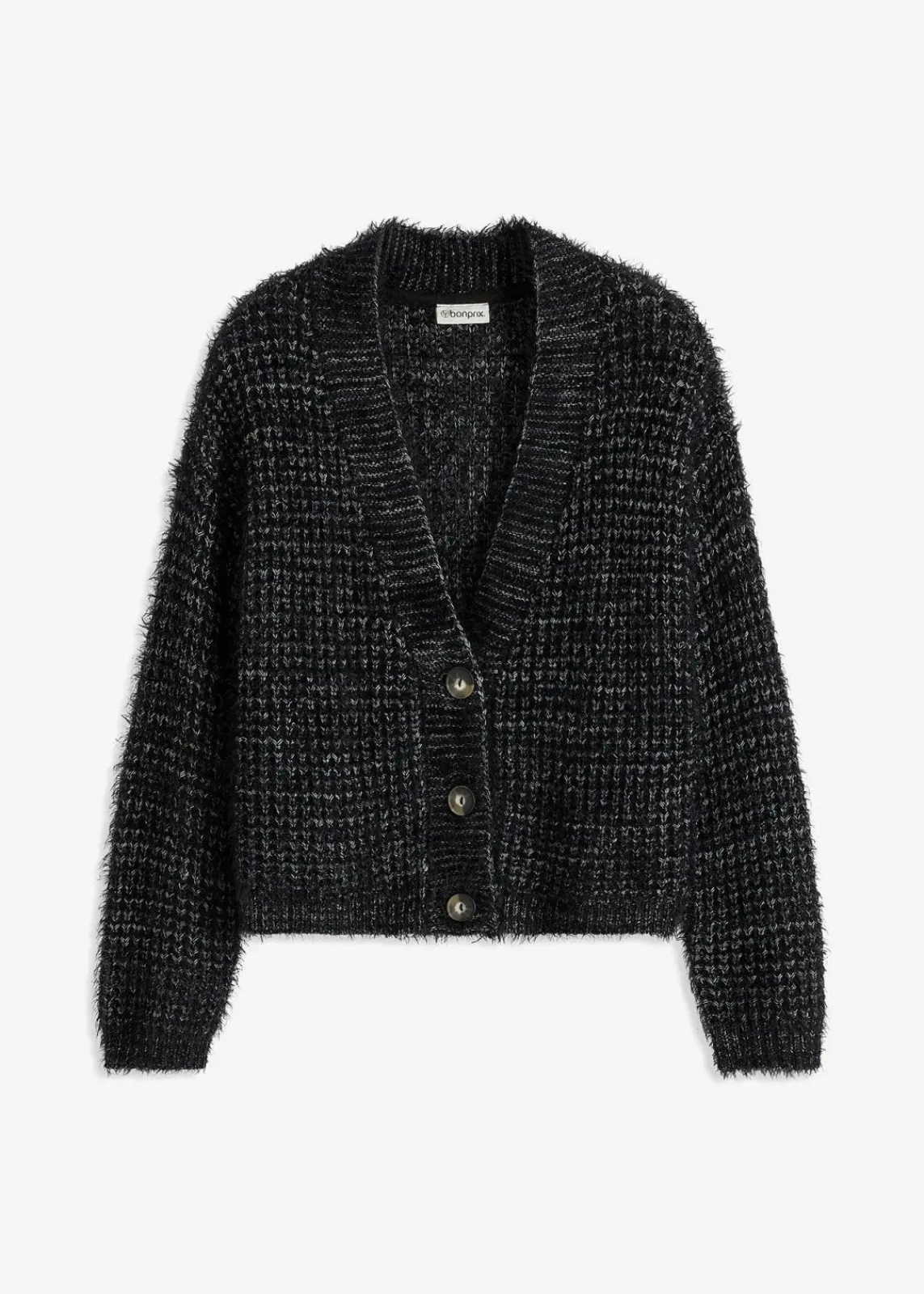 bonprix Bekleidung·Umstandsmode|Bekleidung·Jeans^Oversize-Strickjacke mit Bändchengarn schwarz