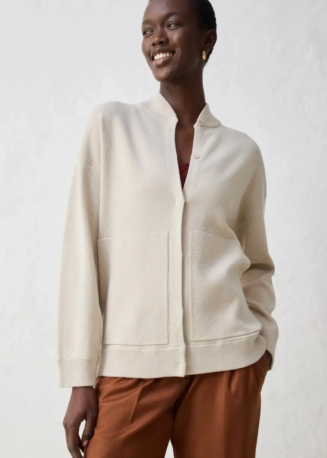 bonprix Bekleidung·Umstandsmode|Strickmode^Oversize-Strickjacke mit Merinowolle hellsand