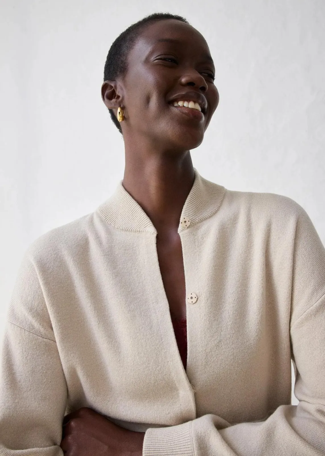 bonprix Bekleidung·Umstandsmode|Strickmode^Oversize-Strickjacke mit Merinowolle hellsand