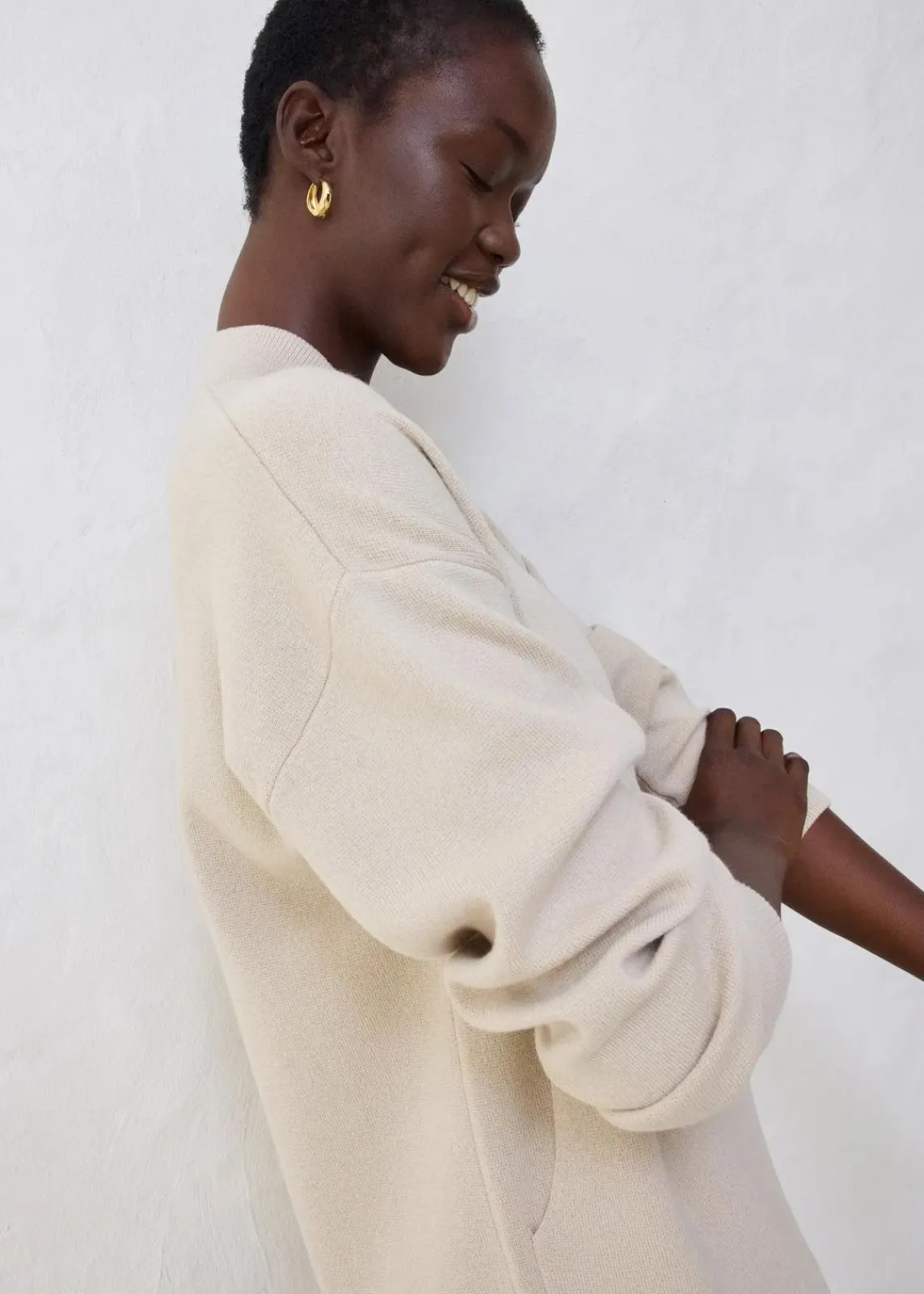 bonprix Bekleidung·Umstandsmode|Strickmode^Oversize-Strickjacke mit Merinowolle hellsand