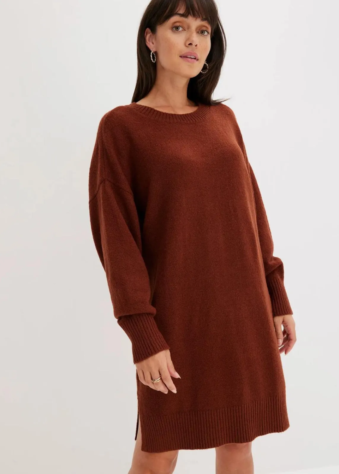 bonprix Kleider|Nachhaltigere Materialien^Oversize-Strickkleid mahagonibraun