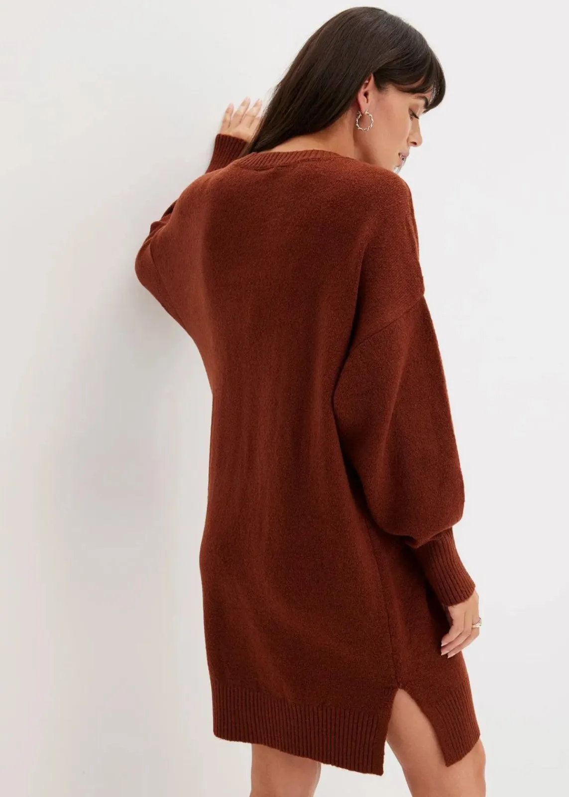 bonprix Kleider|Nachhaltigere Materialien^Oversize-Strickkleid mahagonibraun
