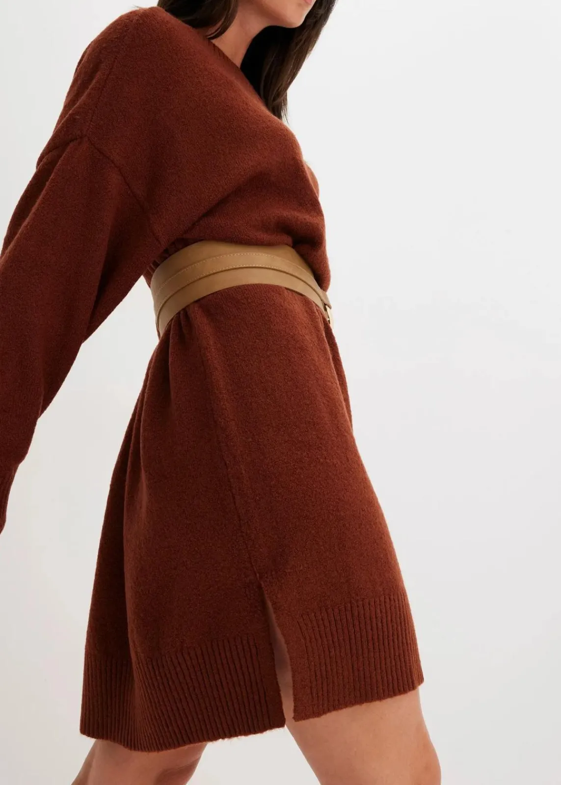 bonprix Kleider|Nachhaltigere Materialien^Oversize-Strickkleid mahagonibraun