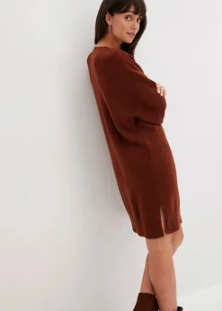 bonprix Kleider|Nachhaltigere Materialien^Oversize-Strickkleid mahagonibraun