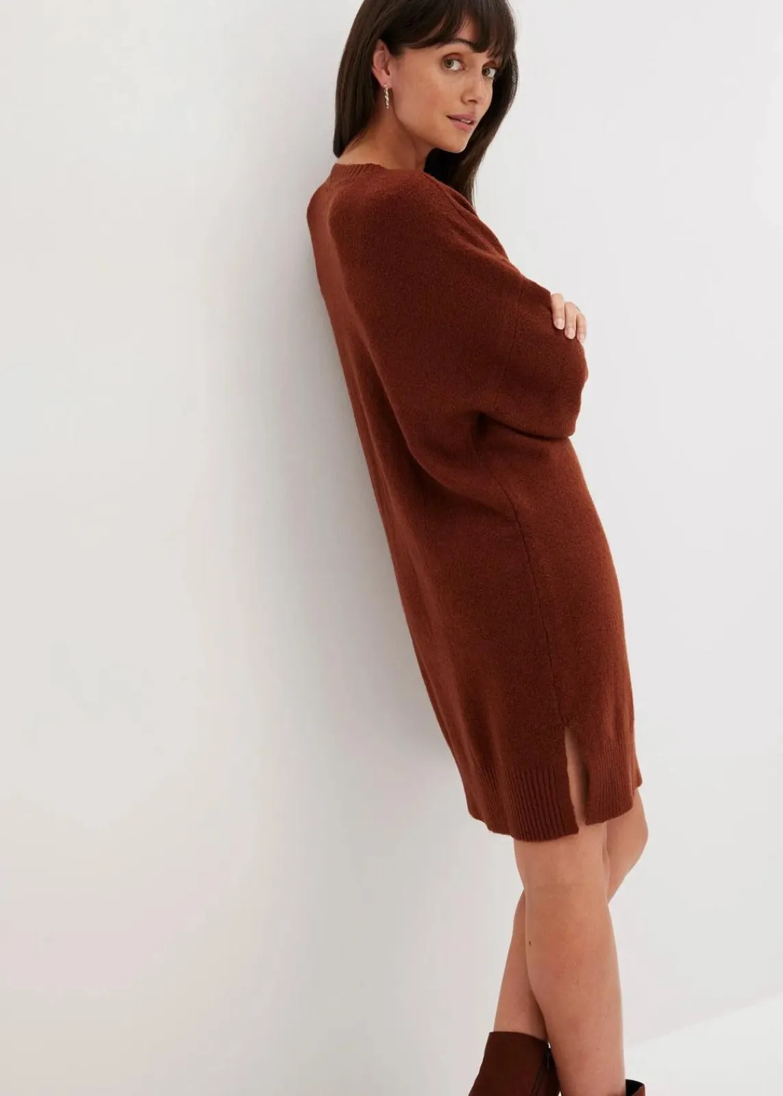 bonprix Kleider|Nachhaltigere Materialien^Oversize-Strickkleid mahagonibraun