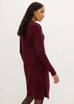 bonprix Bekleidung·Umstandsmode|Strickmode^Oversize-Strickkleid aus Rippstrick dunkelbeere