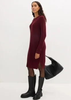 bonprix Bekleidung·Umstandsmode|Strickmode^Oversize-Strickkleid aus Rippstrick dunkelbeere