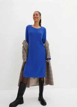 bonprix Bekleidung·Umstandsmode|Strickmode^Oversize-Strickkleid aus Rippstrick edelsteinblau