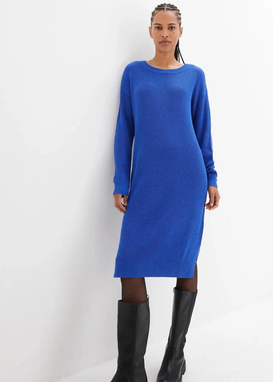 bonprix Bekleidung·Umstandsmode|Strickmode^Oversize-Strickkleid aus Rippstrick edelsteinblau