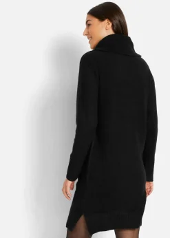 bonprix Kleider|Strickmode^Oversize-Strickkleid mit Rollkragen schwarz