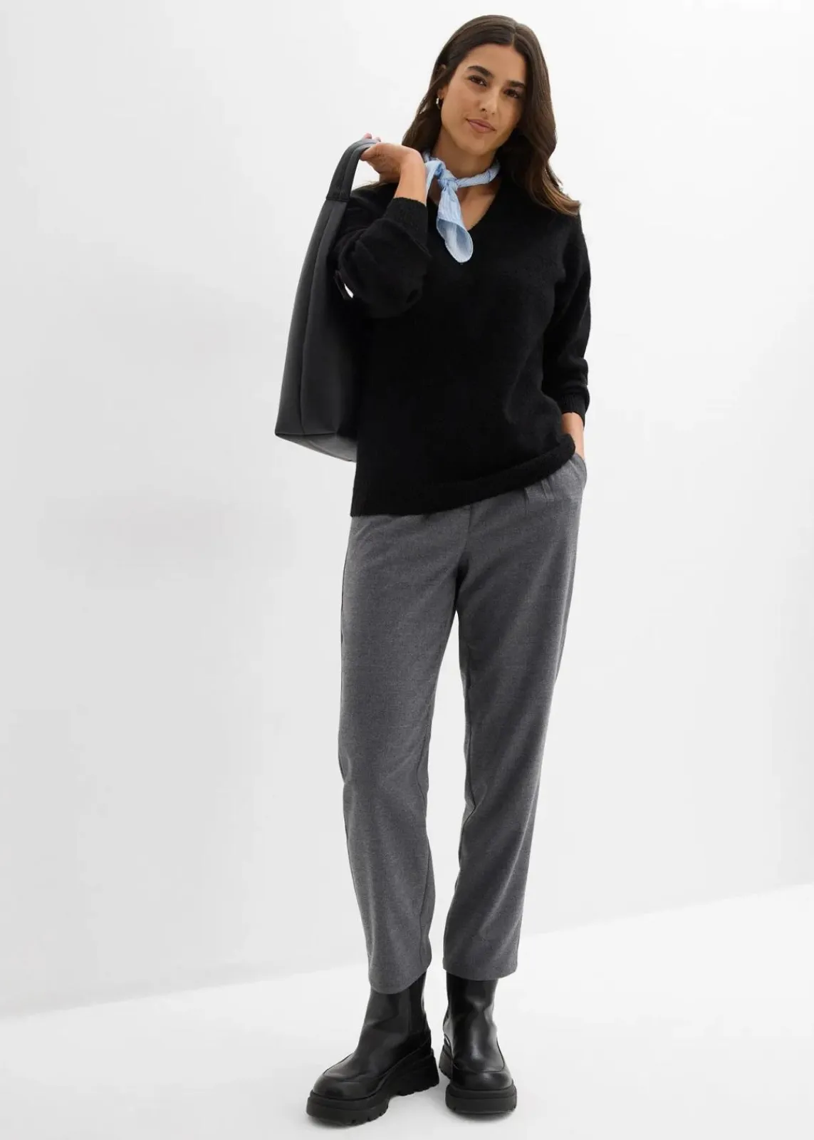 bonprix Bekleidung·Umstandsmode|Strickmode^Oversize-Strick-Pullover schwarz