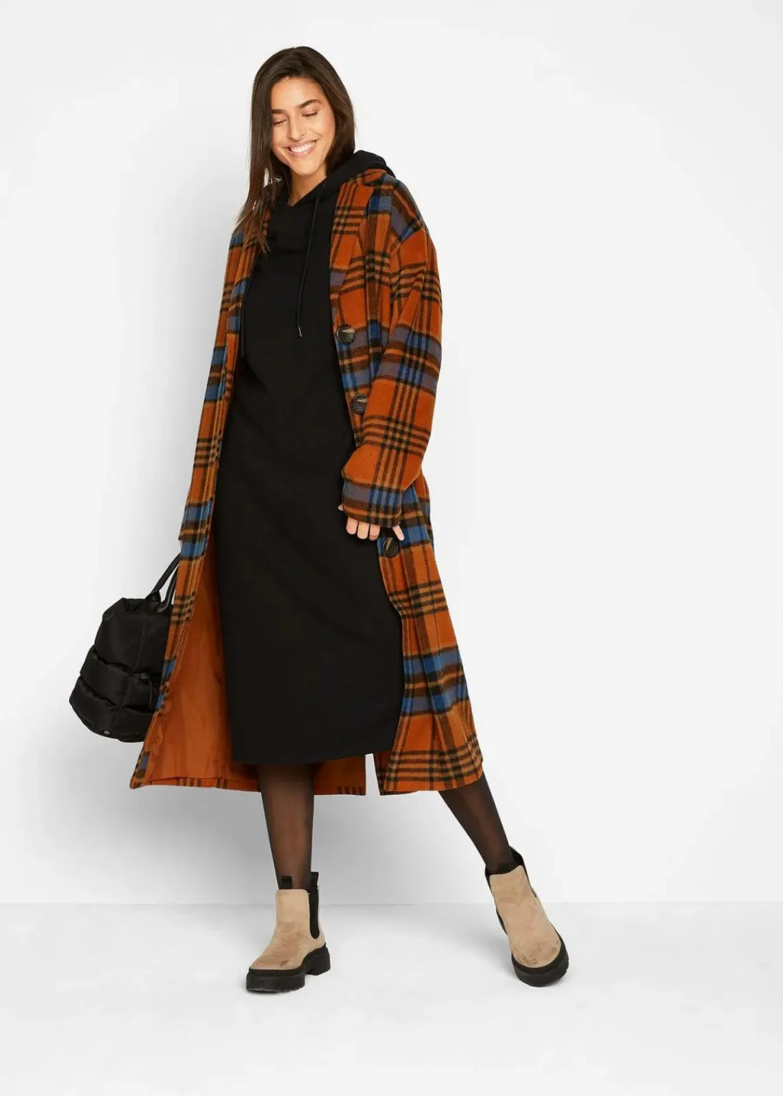bonprix Bekleidung·Röcke|Bekleidung·Blusen & Tuniken^Oversize-Sweatkleid mit Kapuze schwarz