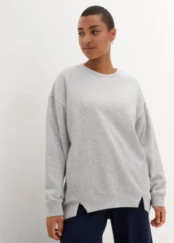 bonprix Sweat|Nachhaltigere Materialien^Oversize-Sweatshirt hellgrau meliert