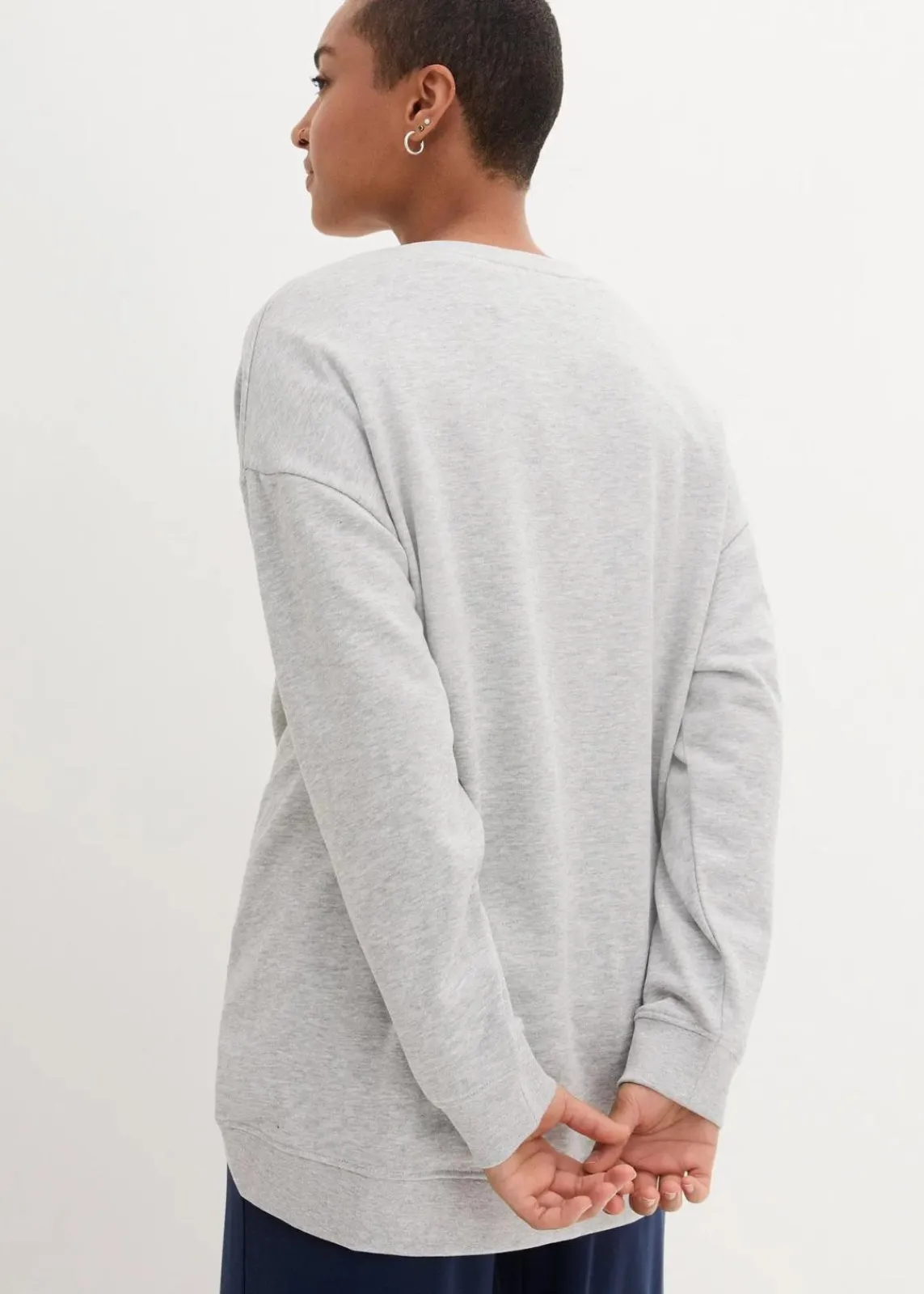 bonprix Sweat|Nachhaltigere Materialien^Oversize-Sweatshirt hellgrau meliert
