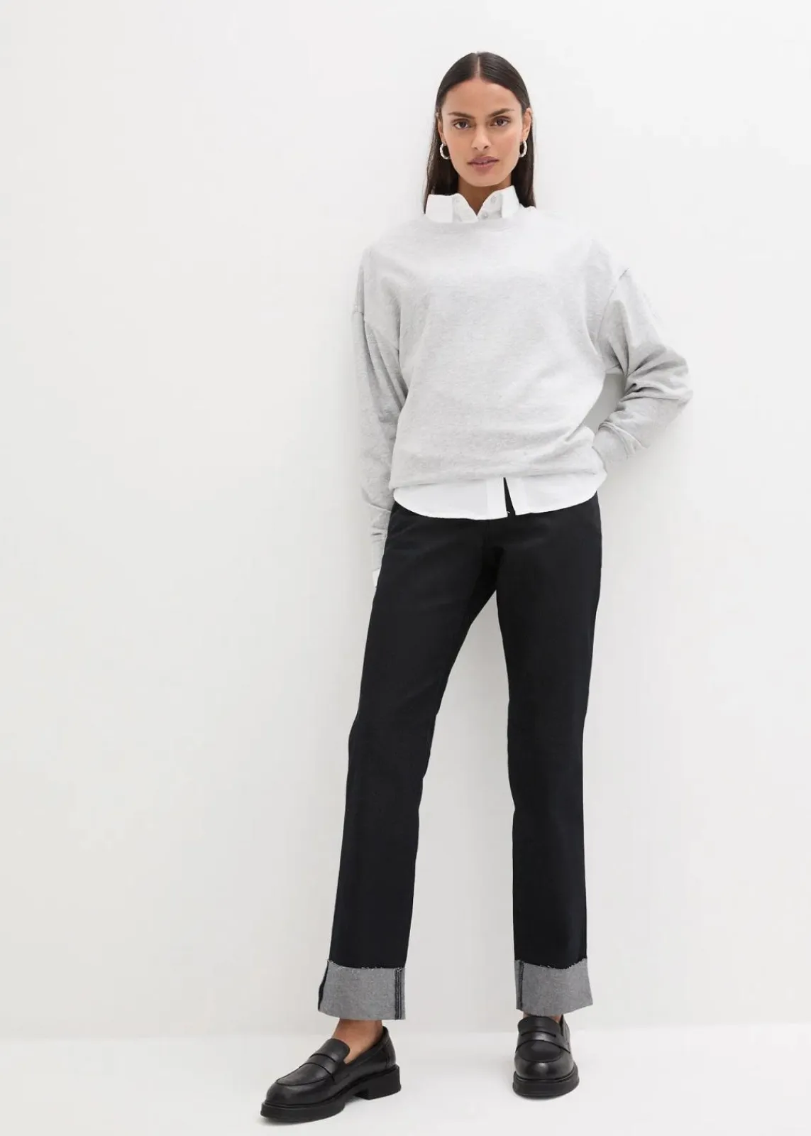 bonprix Sweat|Nachhaltigere Materialien^Oversize-Sweatshirt hellgrau meliert