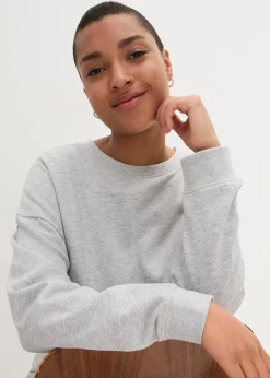 bonprix Sweat|Nachhaltigere Materialien^Oversize-Sweatshirt hellgrau meliert