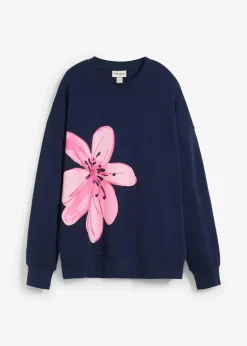 bonprix Bekleidung·Blusen & Tuniken|Sweat^Oversize-Sweatshirt dunkelblau bedruckt