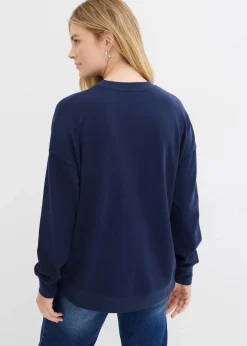 bonprix Bekleidung·Blusen & Tuniken|Sweat^Oversize-Sweatshirt dunkelblau bedruckt