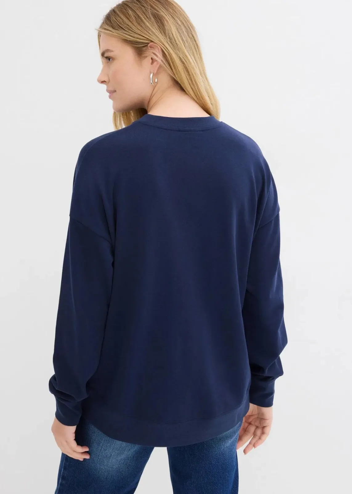bonprix Bekleidung·Blusen & Tuniken|Sweat^Oversize-Sweatshirt dunkelblau bedruckt