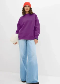 bonprix Bekleidung·Röcke|Bekleidung·Blusen & Tuniken^Oversize-Sweatshirt tiefviolett