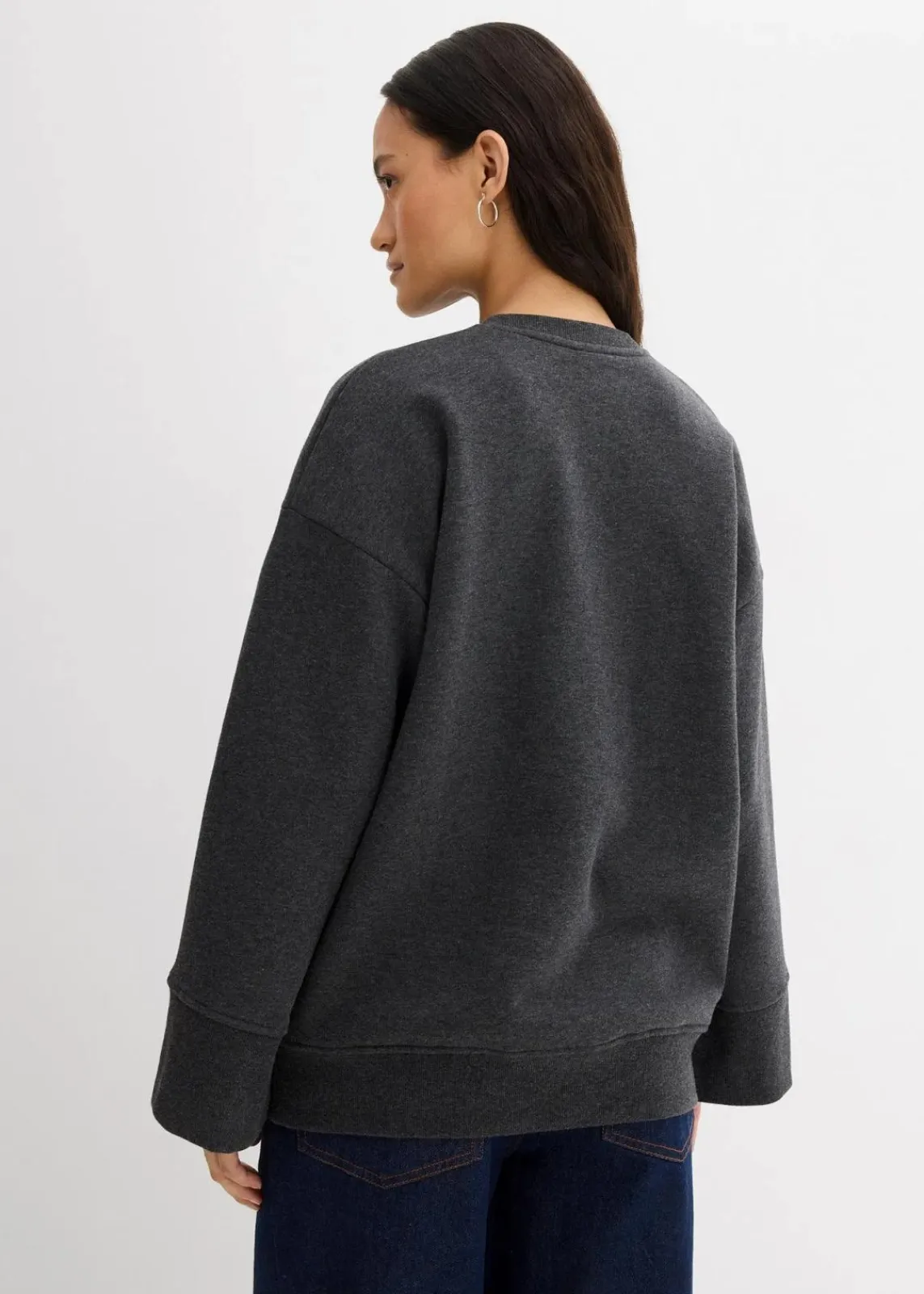 bonprix Sweat|Bekleidung·Blusen & Tuniken^Oversize-Sweatshirt anthrazit meliert meliert