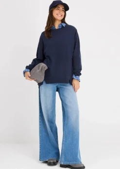 bonprix Sweat|Nachhaltigere Materialien^Oversize-Sweatshirt dunkelblau
