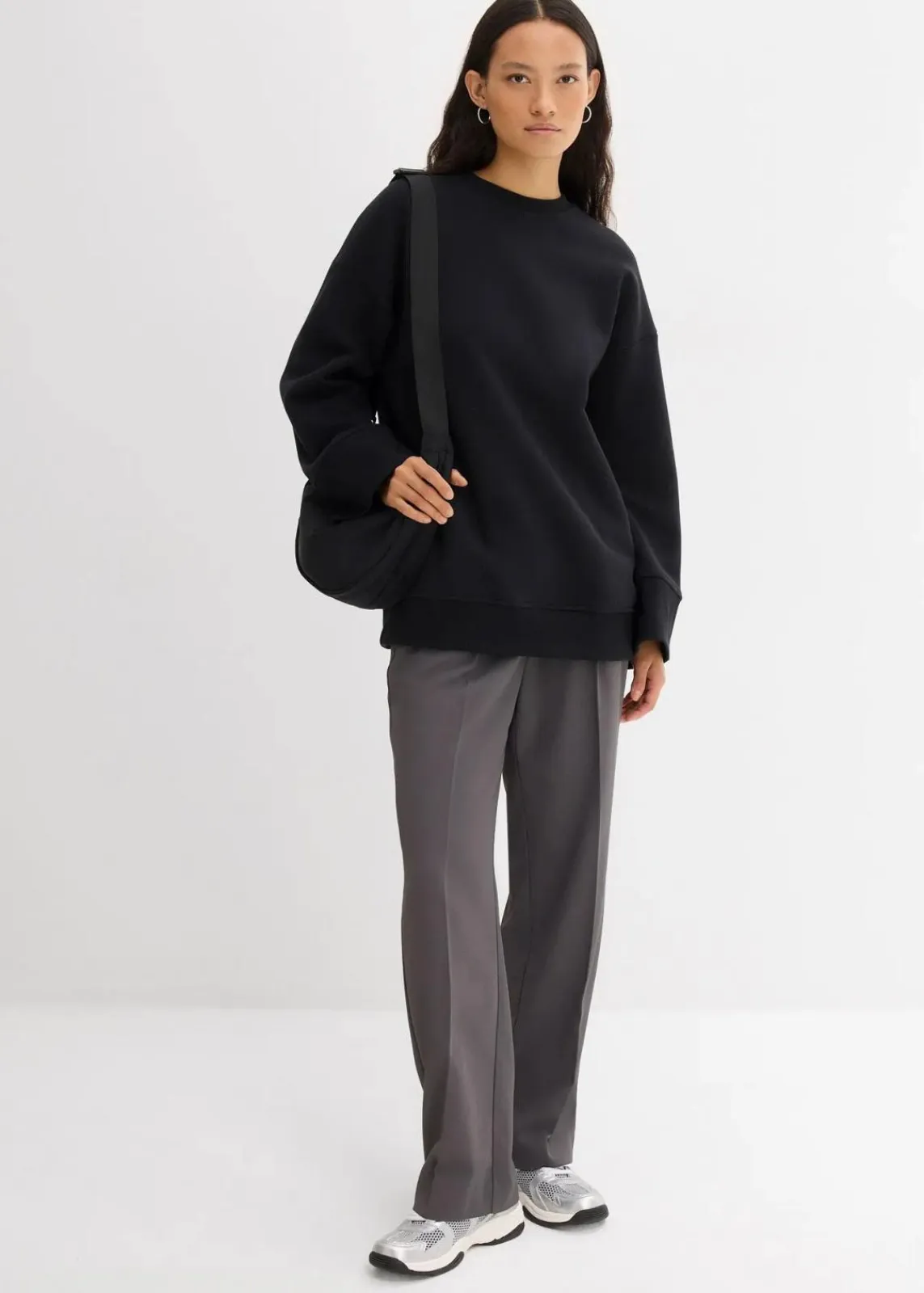 bonprix Bekleidung·Blusen & Tuniken|Sweat^Oversize-Sweatshirt schwarz