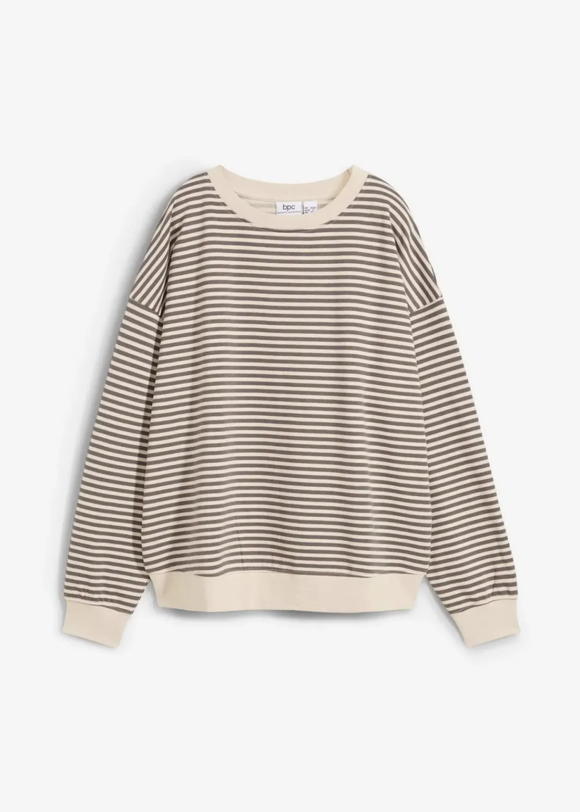 bonprix Basics|Sweat^Oversize-Sweatshirt rauchgrau/wollweiß gestreift