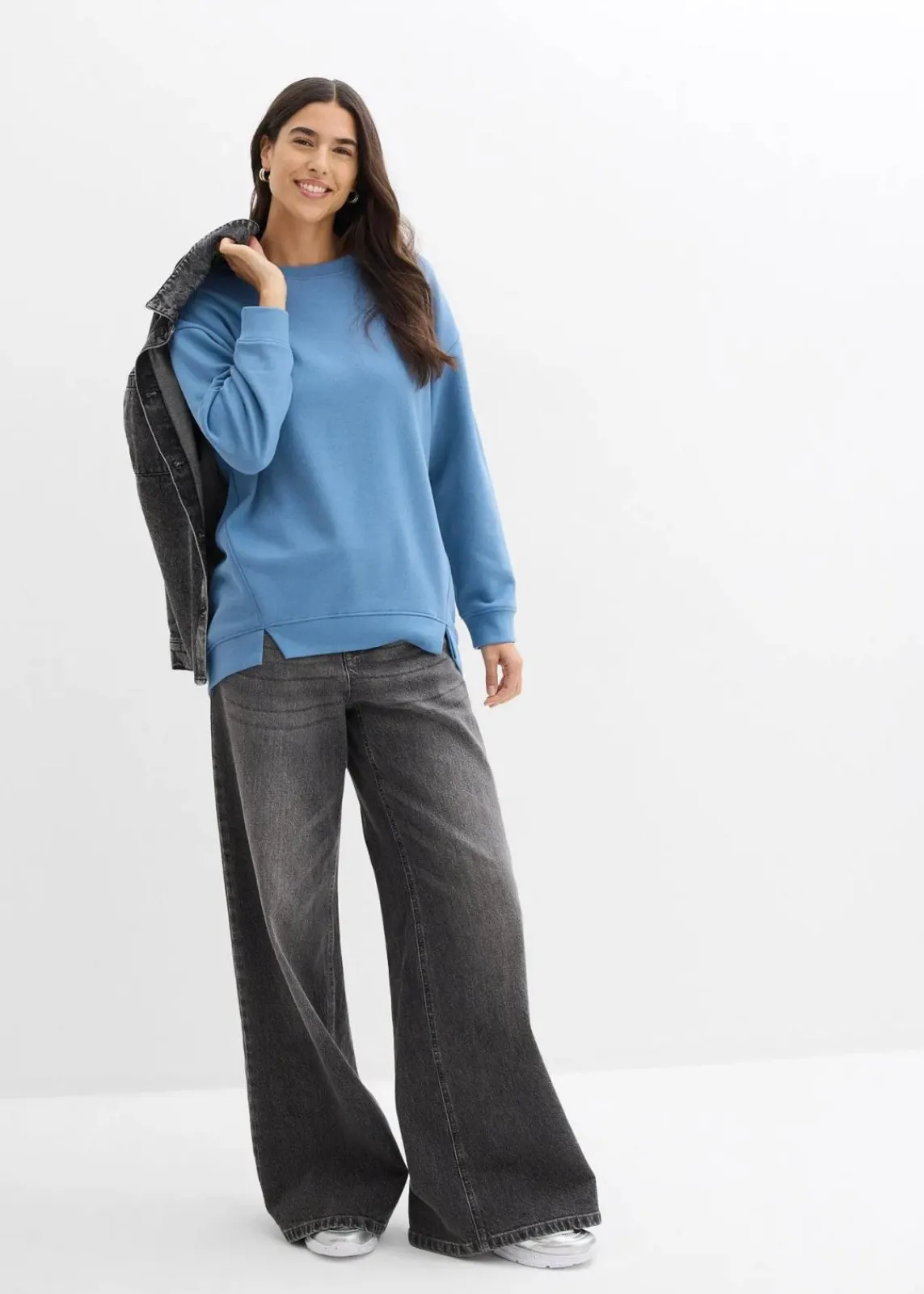 bonprix Sweat|Nachhaltigere Materialien^Oversize-Sweatshirt wellenblau