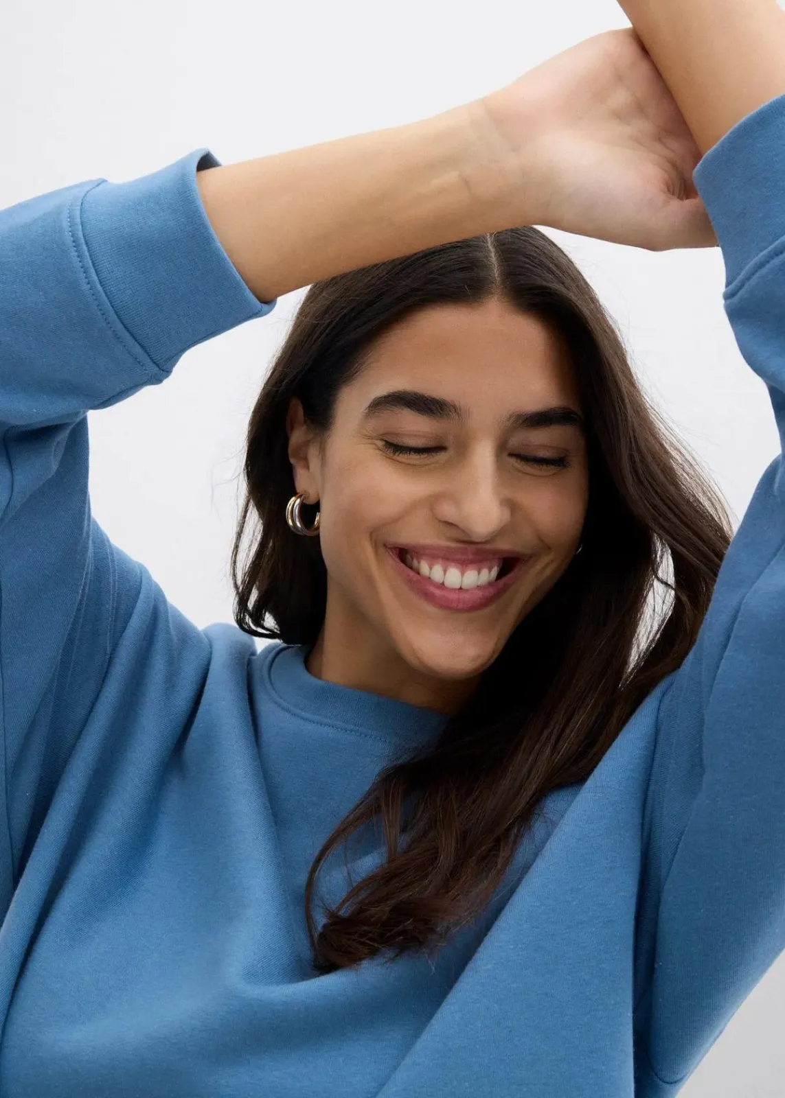 bonprix Sweat|Nachhaltigere Materialien^Oversize-Sweatshirt wellenblau
