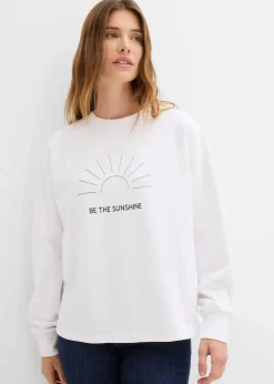 bonprix Bekleidung·Blusen & Tuniken|Sweat^Oversize-Sweatshirt weiß/schwarz bedruckt