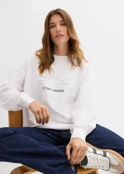 bonprix Bekleidung·Blusen & Tuniken|Sweat^Oversize-Sweatshirt weiß/schwarz bedruckt