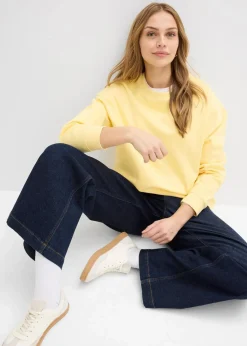 bonprix Bekleidung·Blusen & Tuniken|Nachhaltigere Materialien^Oversize-Sweatshirt hellgelb