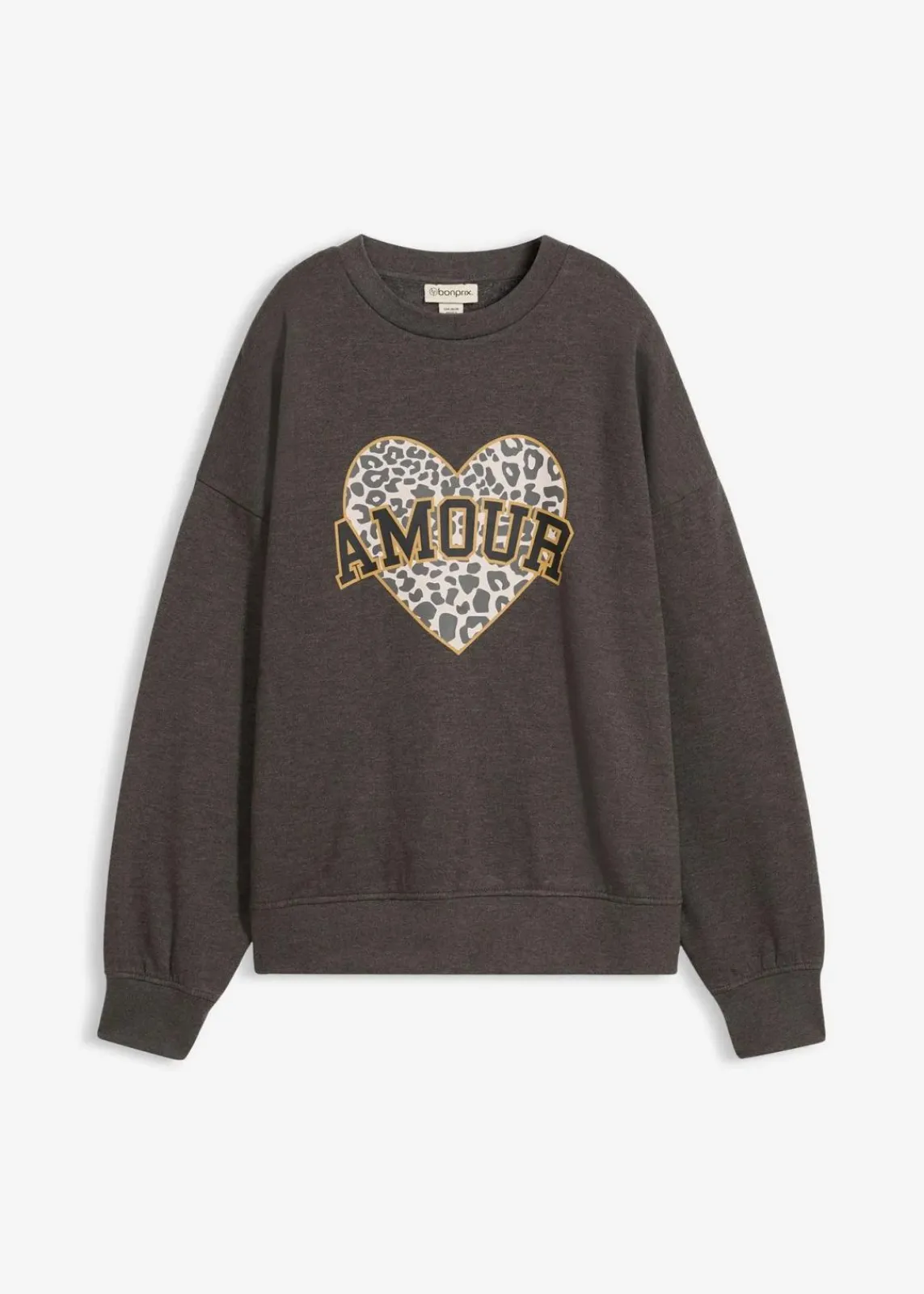 bonprix Sweat|Bekleidung·Blusen & Tuniken^Oversize-Sweatshirt aus Baumwoll-Mix grau washed bedruckt